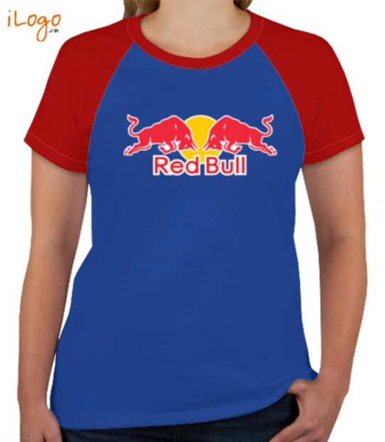 Half REDBULL-Women%s-Round-Neck-Raglan-Half-Sleeves T-Shirt