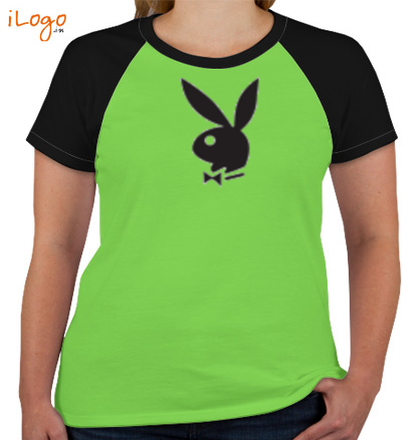 PLAYBOY-Women%s-Round-Neck-Raglan-Half-Sleeves T-Shirt