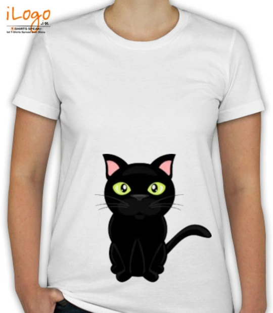 Black products black-cute-cat T-Shirt