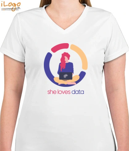 SHELOVESDATA - Womens V-Neck T