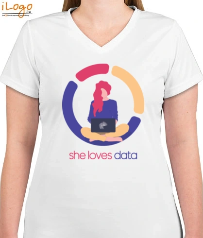 SHELOVESDATA - Womens V-Neck T