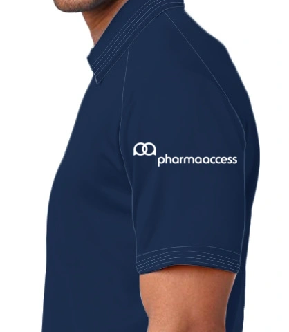 navy-blue left sleeve of Pharma access in Australia