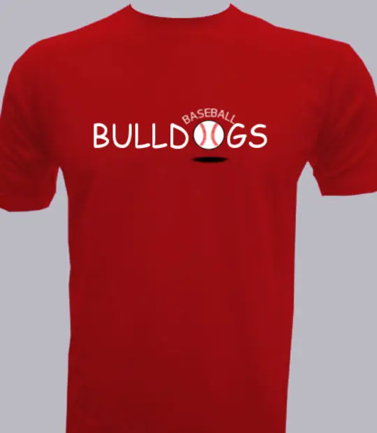 Red cartoon Bulldogs-Baseball T-Shirt