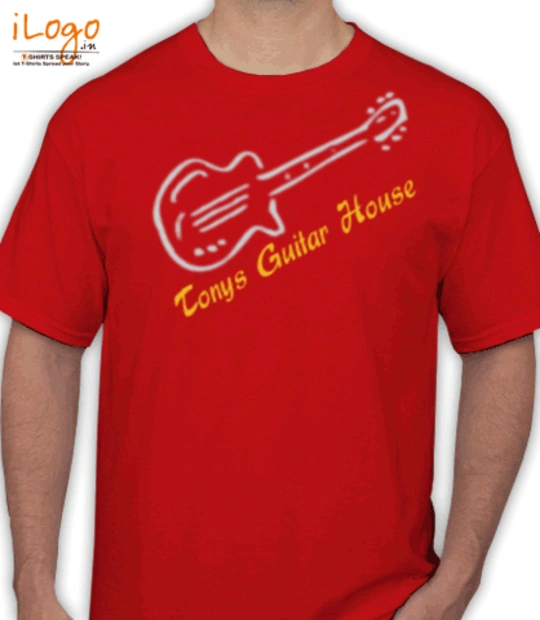 Red cartoon tonys-guitar-house T-Shirt
