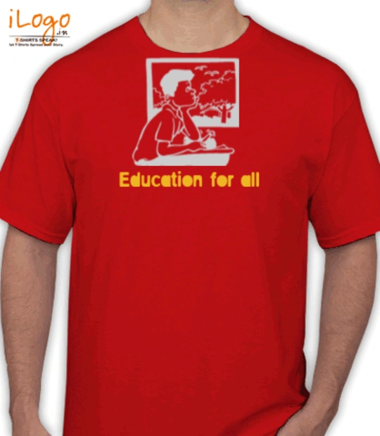 Red cartoon Education-for-all T-Shirt