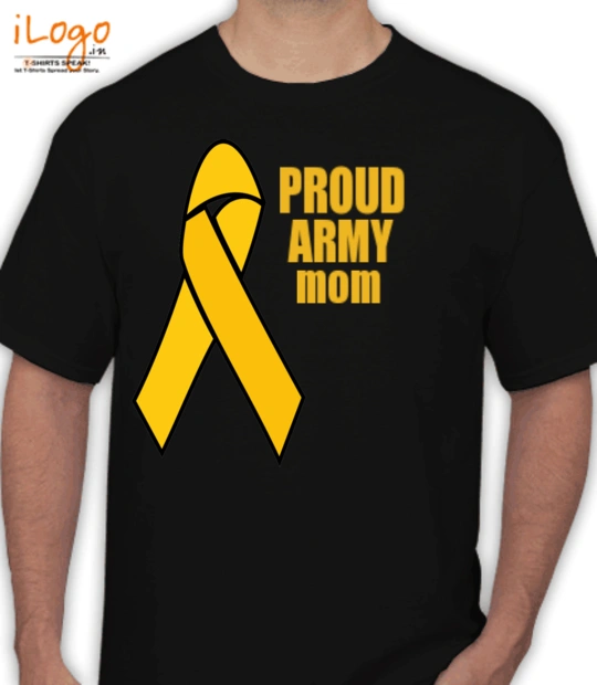 Black cartoon proud-army-mom- T-Shirt