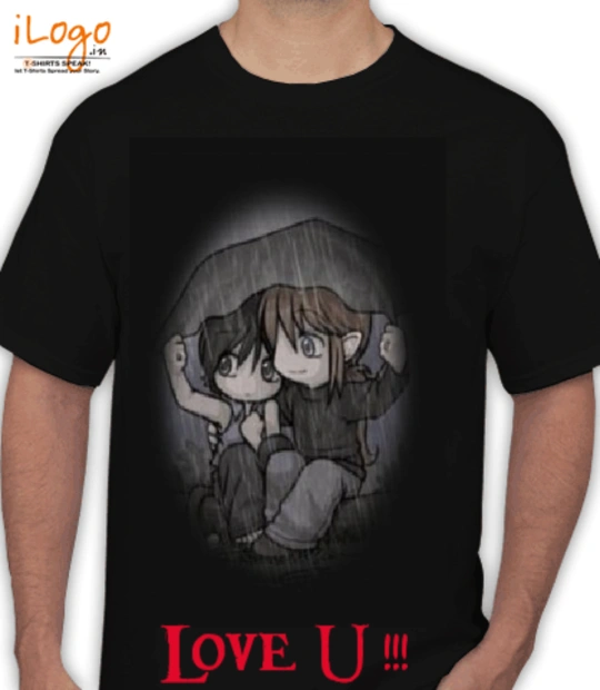 Black cartoon love-u T-Shirt